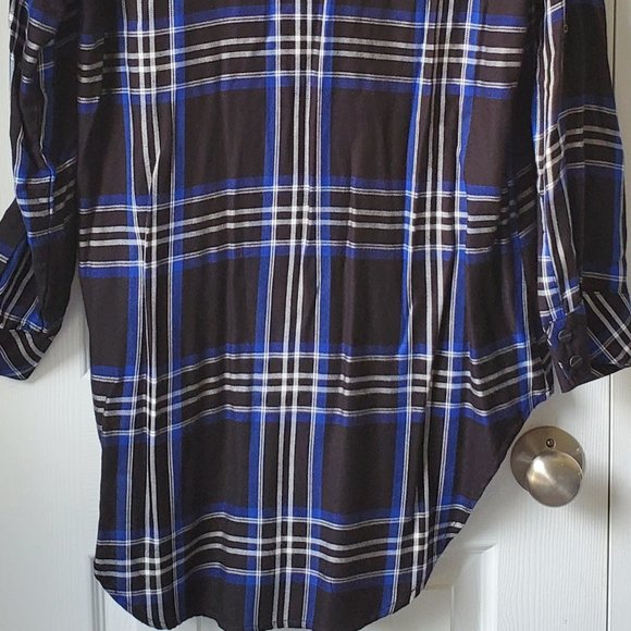 SANCTUARY Main Street Plaid Boyfriend Tunic Shirt In Nightout Plaid - Picture 9 of 11